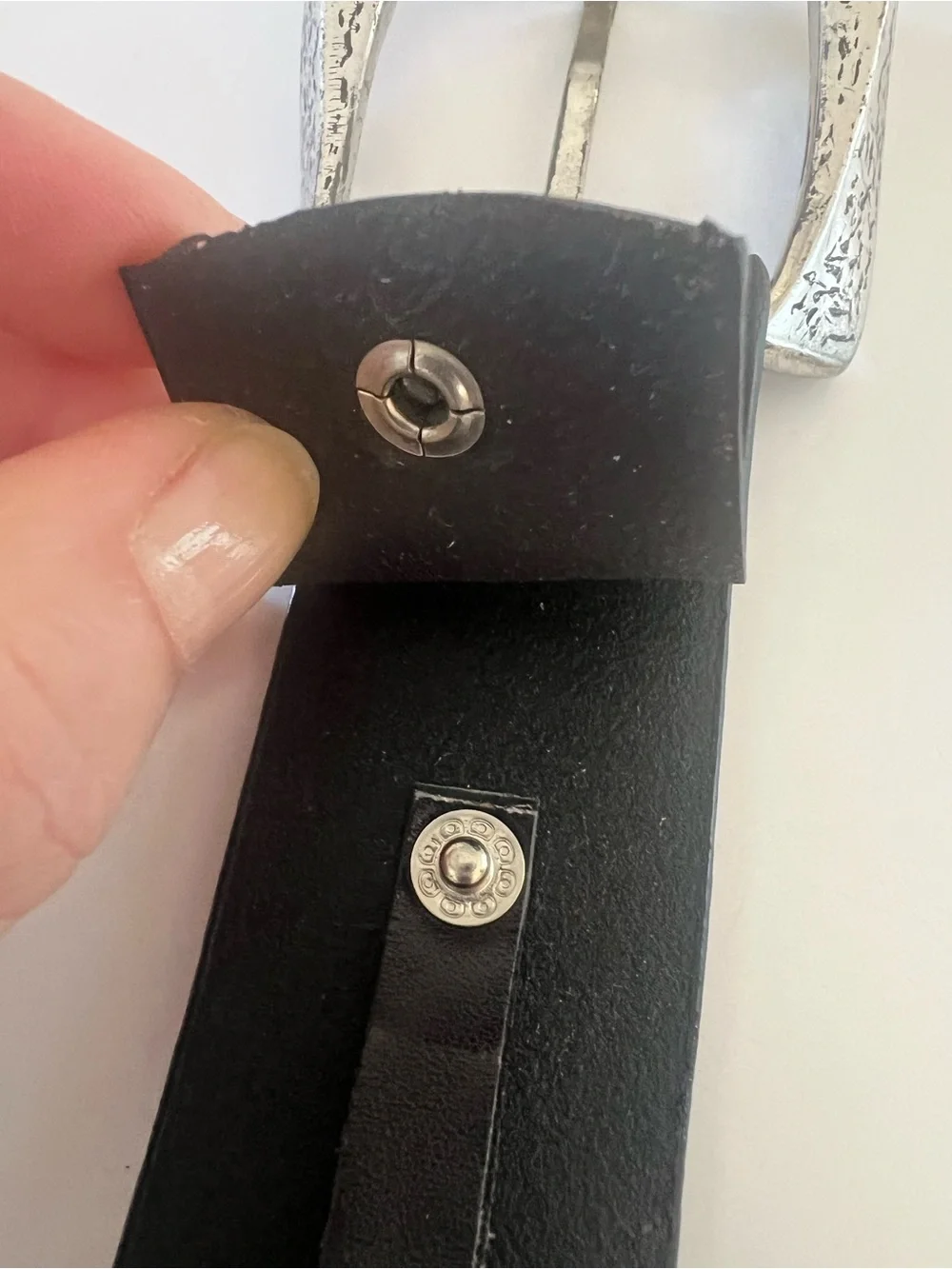 Sculptural leather belt silver modernist Silpada designs Italian leather size L